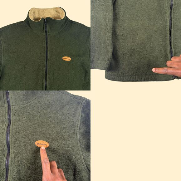 1990s L Browning fleece zip up, vintage green zip up mens outdoors jacket - Picture 3 of 8